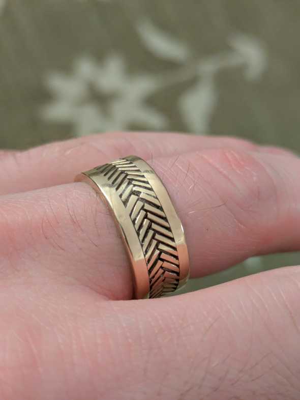 completed herringbone ring