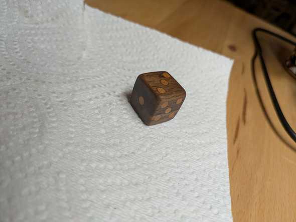 a wooden die